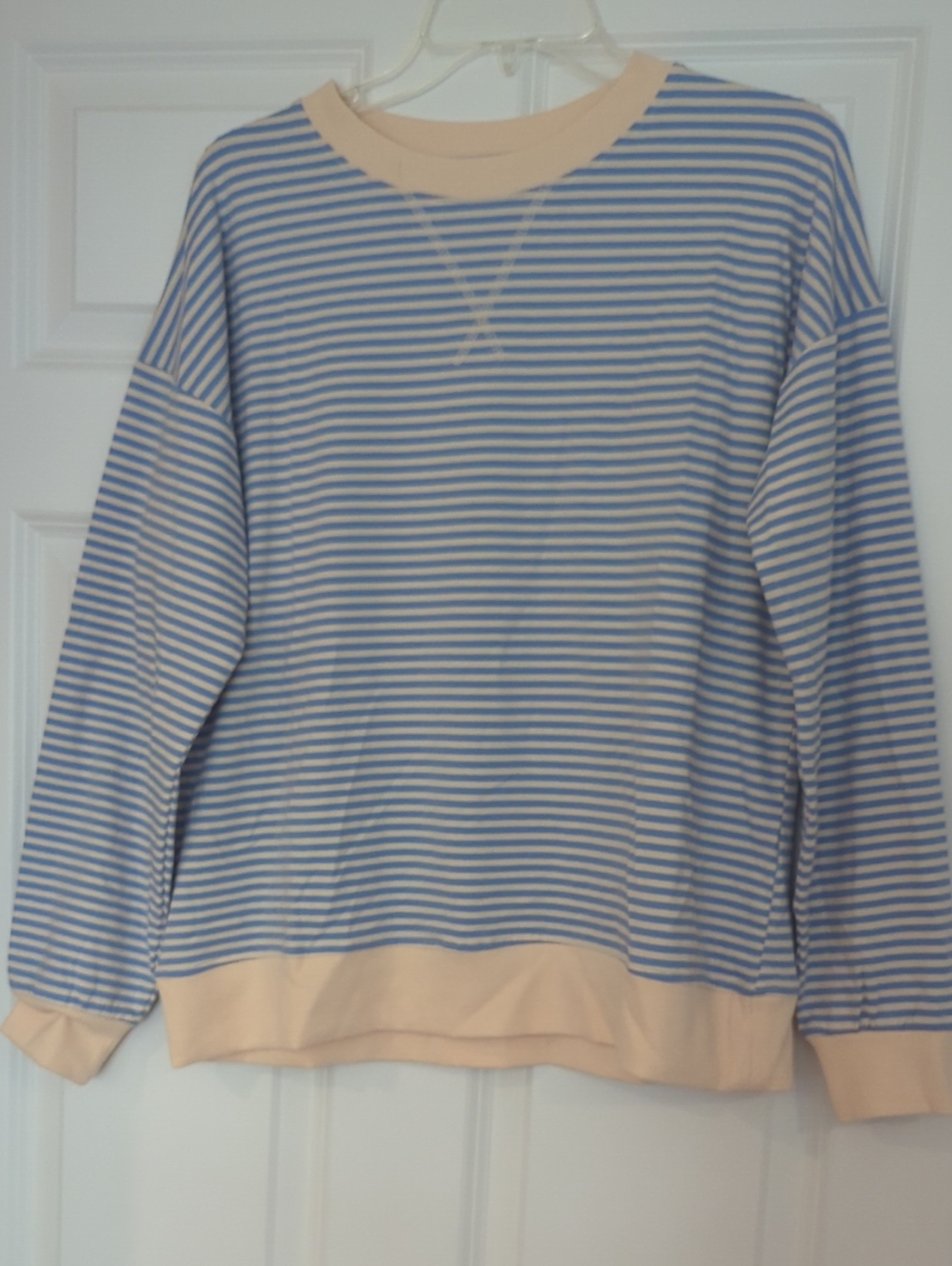 Zenana Outfitters Short-Sleeve Striped Tee in Blue & Cream